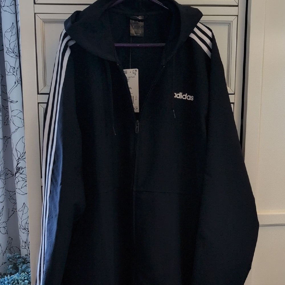 adidas Navy Zip Jacket with White Stripes